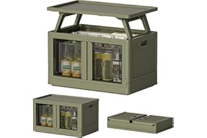 HAIXIN HOME Outdoor Storage Box with Table Function, 100Qt Collapsible Trunk Organizers, Multifunctional Storage Container & Chuck Box for Picnics, Camping, Outdoor and Home (Green)