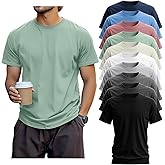 Evervibe 10 Pack Men's Big and Tall Shirt Short Sleeve Cotton Tee Loose Fit Top