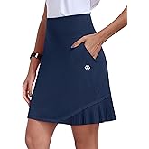 MoFiz 20" Knee Length Skorts Skirt for Women Golf Tennis Skort High Waisted Athletic Skirt for Sports Summer Casual