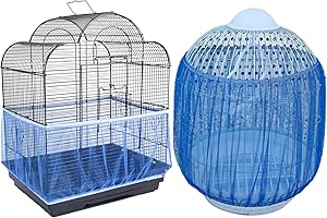 Bonaweite Mesh Bird Seed Catcher, Birds Cage Net Cover, Soft Nylon Skirt with Adjustable Drawstring
