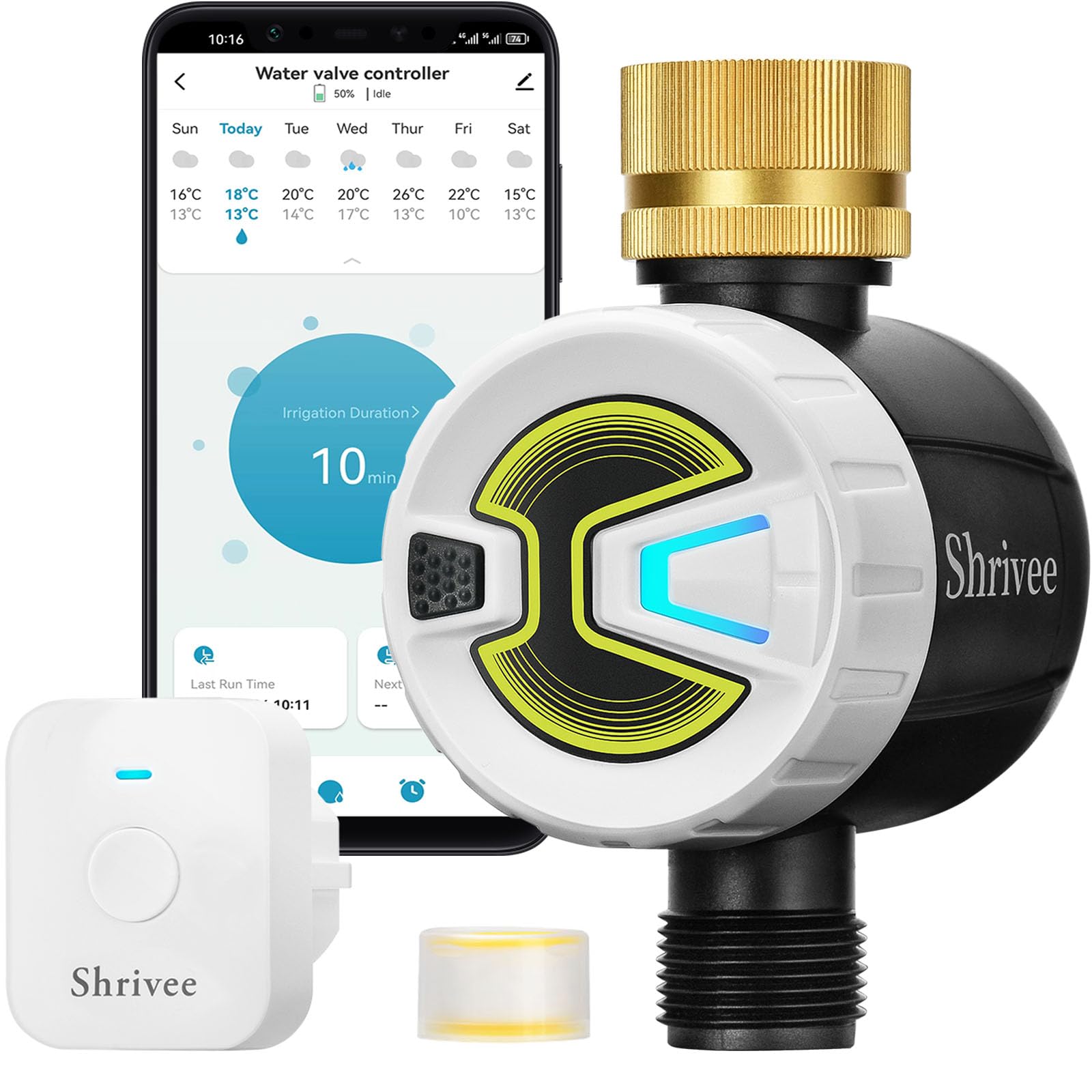 Shrivee Wifi Water Timer, Automatic Watering Timer Irrigation with Brass Inlet, Suitable for Garden/Lawn/Greenhouse/Pet water Fountain (E102B Wi-Fi/Bluetooth)