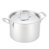 AmazonCommercial Tri-Ply Stainless Steel Stock Pot with Lid, 8 Quart