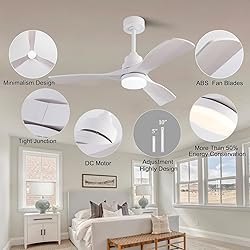 OMYU 42 Inch Ceiling Fans with Lights, ABS