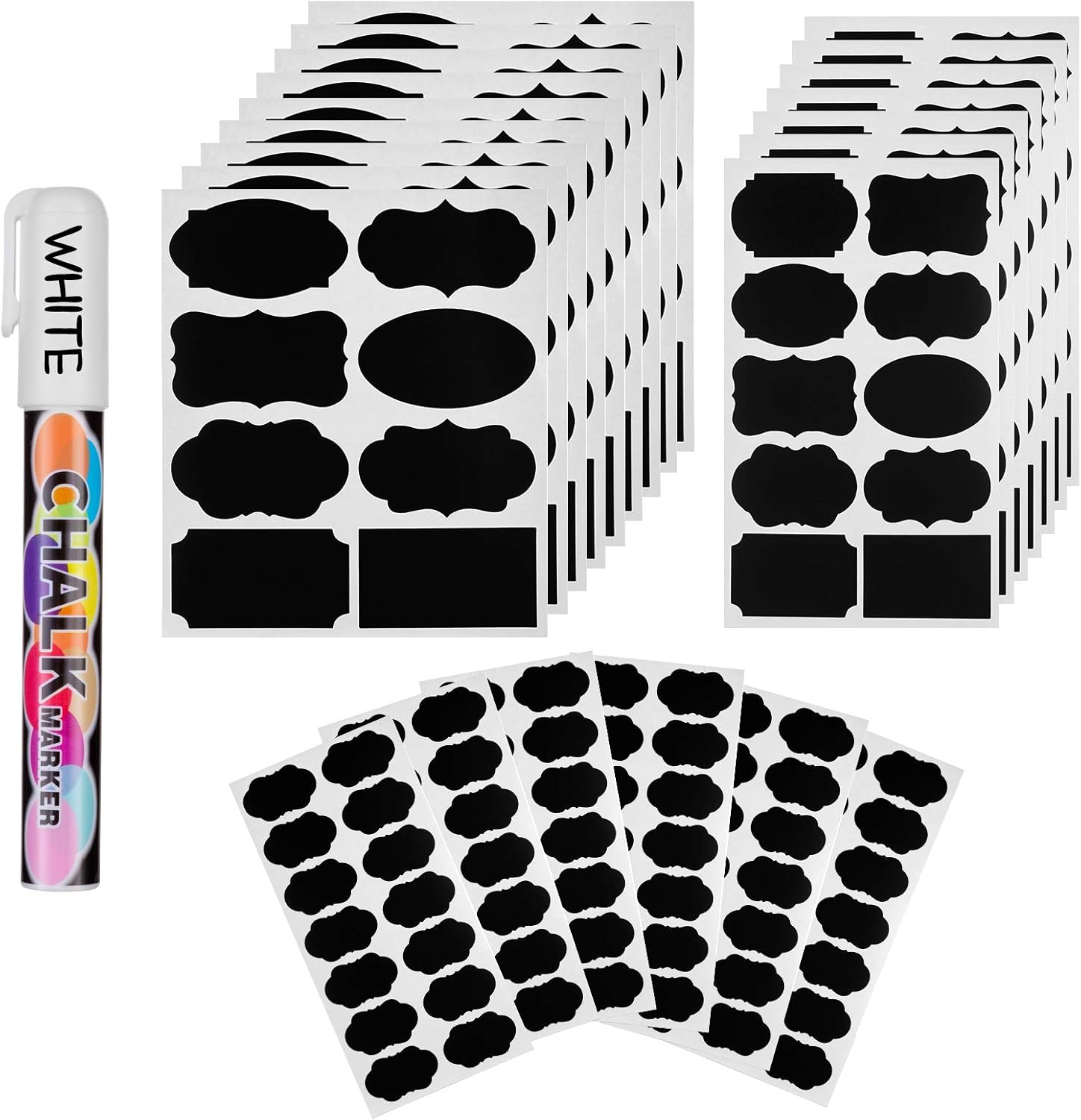 226PCS Waterproof Chalkboard Labels Stickers - Personalized Removable Label Sticker, Organizer for Kitchen Container, Classroom Storage Bins, Pantry, Mason Jars, Spice Bottles, Free Chalk Pen (226 Labels) : Office Products