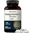 Magnesium Malate 1,500mg Per Serving, 240 Capsules | Chelated for High Absorption – Energy & Nervous Mineral Supplement – Non-GMO, Gluten Free