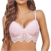 Avidlove Lace Bralettes for Women Corset Bustier Top with Underwired V Neck Camisole Lingerie Crop Top