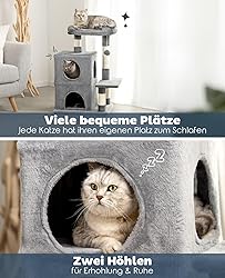 lionto Scratching Tree for Cats with 2 Caves & Cozy