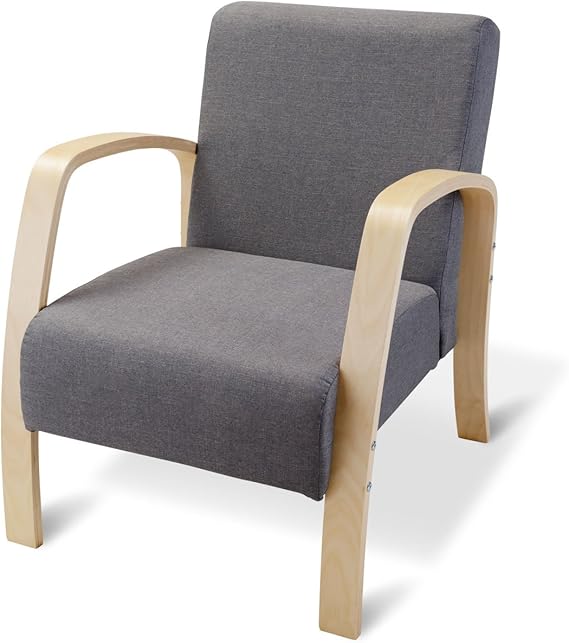 Giantex Sillón moderno de madera, diseño contemporáneo