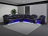 Dekmxas Living Room Furniture Set Black Leather
