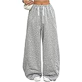 GORGLITTER Girl's Wide Leg Sweatpants Elastic Waist Baggy Sweat Pants Streetwear