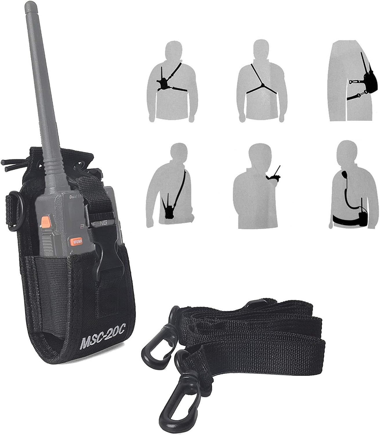 HYS MSC-20C Adjustable Multi-function Pouch Case Holder Compatible for Kenwood Yaesu Icom Motorola Baofeng UV5R UV82 TYT UV5RA HYT 888S Walkie Talkie Holster - Image 3