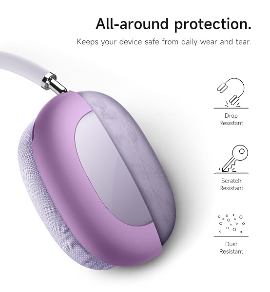 SURITCH FOR AIRPODS MAX CASE COVER, TPU ANTI-SCRATCH EAR CUPS COVER FOR AIRPODS MAX HEADPHONES, RUGGED SHOCKPROOF ACCESSORIES PROTECTIVE COVER FOR APPLE AIRPODS MAX – LIGHT PURPLE