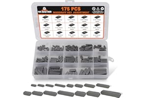 HASAOMOI 175pcs Woodruff Key Stock Assortment,15 Popular Sizes of 8mm-30mm Stainless Steel Half Moon Keys, Parallel Drive Shaft Keys Set Kit for Fasteners Mechanical Industry Crankshaft