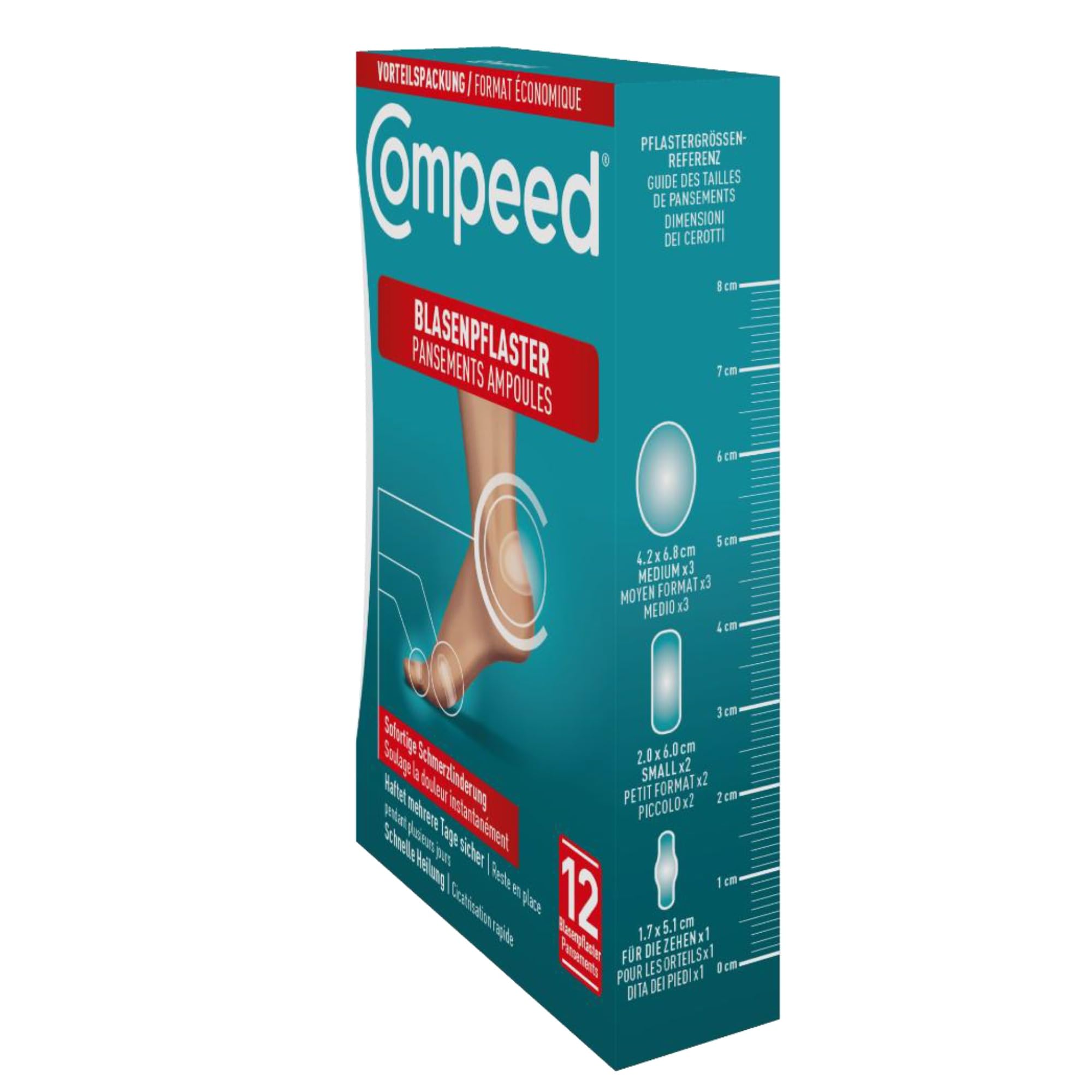 Compeed Blasenpflaster Mixpack - Hydrokolloid-Pflaster in verschiedenen Größen - gegen Blasen an Fersen, Zehen und für kleine Blasen, 12 Pflaster 3