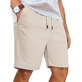 COOFANDY Mens Casual Shorts Cotton Elastic Waist Shorts Drawstring Summer Beach Shorts