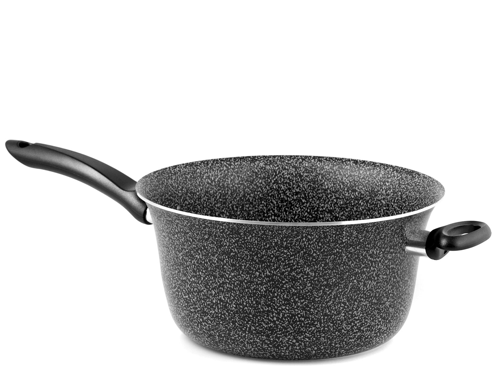 Home Polenta Pot Non-stick with Handle, Stone, Black/Silver, 26 cm