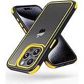 Mobnano Compatible with iPhone 15 Pro Max Case, with Multicolor Protective Shockproof Bumpers, Crystal Clear Back Not Yellowing Anti-Scratch Hard PC Back & Soft Silicone TPU Frame Cover - Black/Yellow