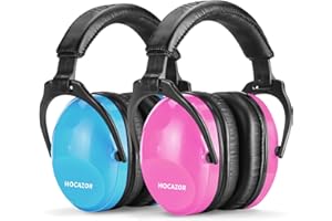 Hocazor 2 Pack HZ015 Kids Ear Protection Safety Earmuffs Durable Noise Cancelling Headphones, pink+blue