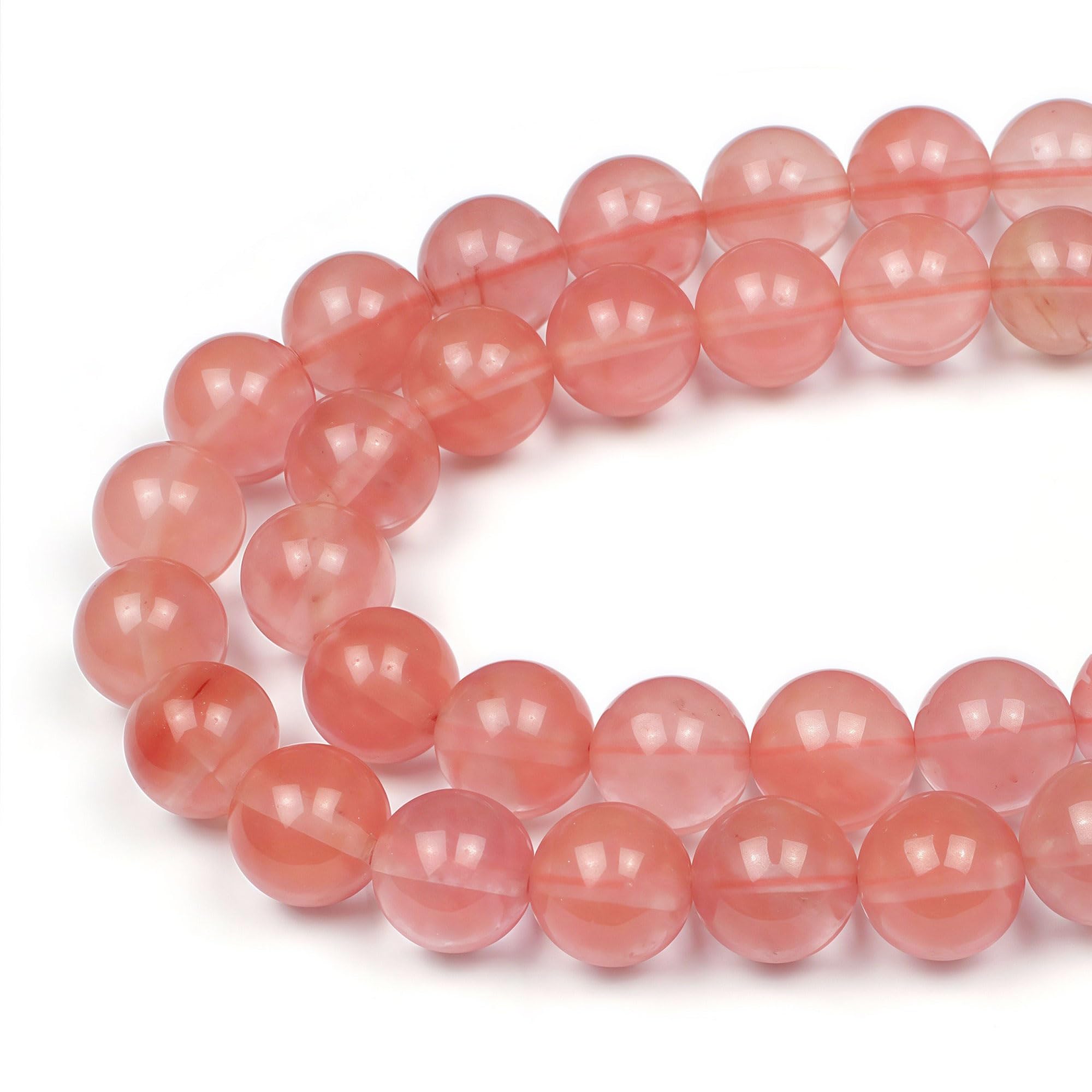 MJDCB Round Stone Beads 6mm Pink Crystal Loose Gemstone Beads for Jewelry Making Bracelet Necklace 60pcs