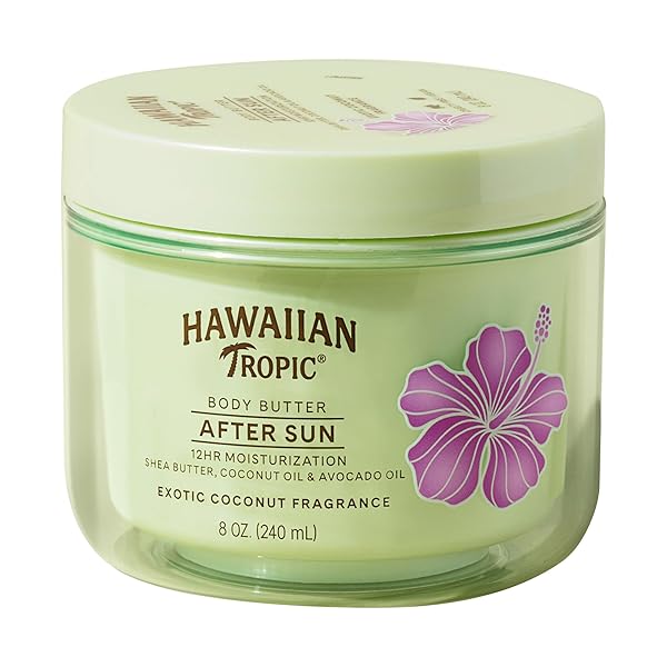 HAWAIIAN TROPIC AFTER SUN BODY BUTTER WITH COCONUT OIL, 8OZ | HAWAIIAN TROPIC AFTER SUN LOTION, BEACH ESSENTIALS, SUMMER VACATION ESSENTIALS, TAN EXTENDER LOTION, COCONUT BODY BUTTER, 8OZ