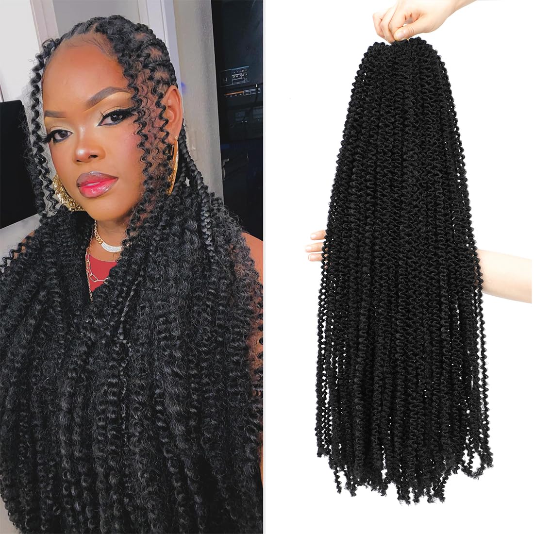 Photo 1 of Getmaige Marley spring Twist Hair 26 Inch 3 Packs Springy Afro Kinky Twist Hair Pre-Fluffed wrapping Hair for soft distressed butterfly locs crochet Hair Extensions (26 Inch 1B(Pack of 3)