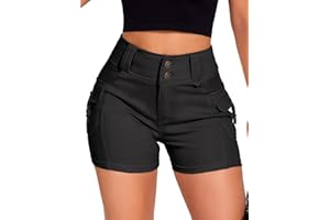 SEASUM Women Cargo Jeans Shorts High Wasited Cut Off Shorts Casual Summer tretchy Utility Mini Y2K Shorts with Pocket