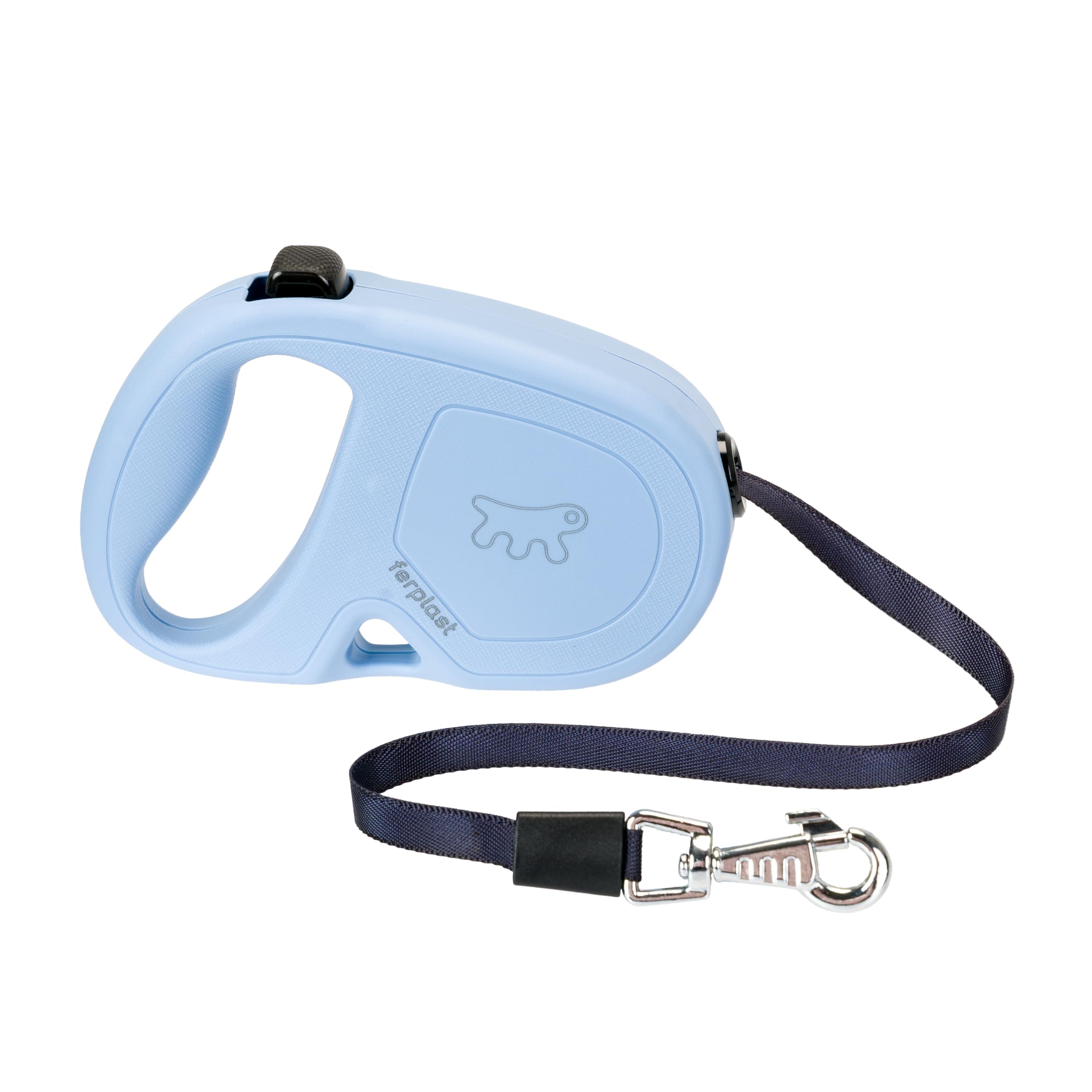 Ferplast FLIPPY ONE Extendable Dog Lead - Practical Bag Holder - Single Lock & Release Button - Ergonomic Italian Design - Tape - Max 15 Kg - 4m, Blue