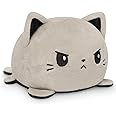 TeeTurtle - The Original Reversible Cat Plushie - Black + Gray - Cute Sensory Fidget Stuffed Animals That Show Your Mood
