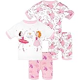 DAUGHTER QUEEN Girls Summer Pajamas Set 4 Pieces 100% Cotton Sleepwear Size 18 Months-12 Years