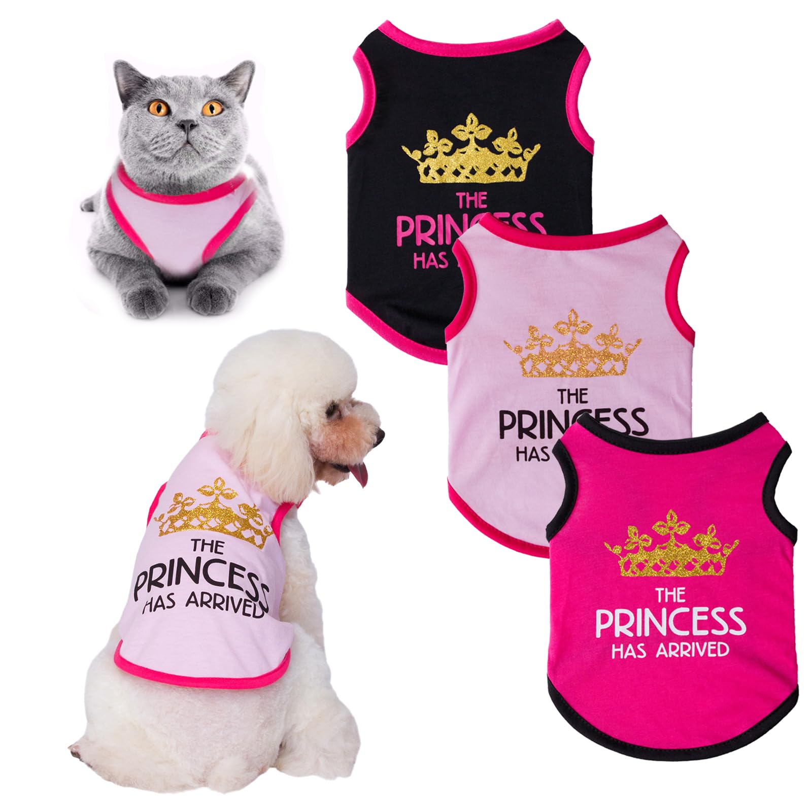 3 Pack Dog Shirts for Small Dogs Summer Basic T-Shirt Breathable Puppy Clothes Soft Cozy Short Sleeve Tee Shirt Pet Girl Princess Clothing Pullover Chihuahua Apparel for Mini Dog, Small Dog and Cat