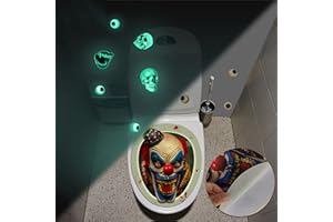 ROFARSO Halloween Glow in The Dark Toilet Lid Decals 3D Horrible Luminous Wall Stickers DIY Scary Home Decor Bathroom Dark Creatures Decoration Poster for Halloween Party (Horror of Clown)