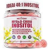 Inositol Gummies with Evening Primrose Oil for Women - 40:1 Ratio Myo-Inositol 2000mg & D-Chiro Inositol 50mg with Vit D3 B6 B12 & Zinc, Sugar-Free for Female Natural Balance & Wellness, Vegan (60ct)