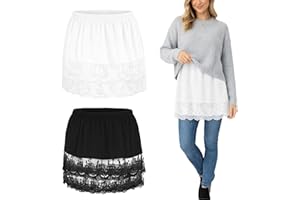 2 Pack Shirt Extender - Lace Underskirt, Shirt Extender for Women Layering