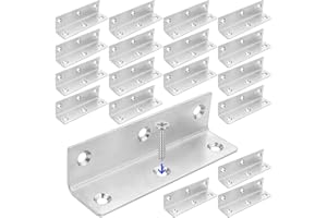FENGWU 22 Pack Heavy Duty Corner Bracket 4 X 1 Inch Corner Brace for Wood, Stainless Steel Corner Brace L Corner Bracket Joint Right Angel Bracket Fastener for Wood Cabinets Furniture(100X25X2mm)
