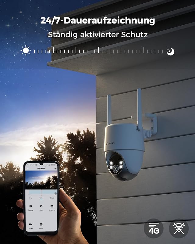 24/7 Aufnahme AOV 4G LTE Überwachungskamera mit SIM Karte Aussen
