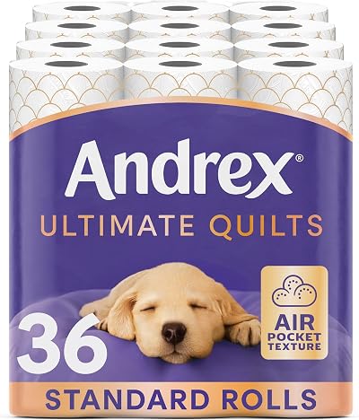 Andrex Ultimate Quilts Toilet Roll 36 Rolls 3-Ply Soft Thick Sheets FSC