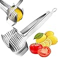 Best Utensils Tomato Slicer Lemon Cutter Multipurpose Handheld Round Fruit Tongs Stainless Steel Onion Holder Easy Slicing Kiwi Fruits & Vegetable Tools Kitchen Cutting Aid Gadgets Tool