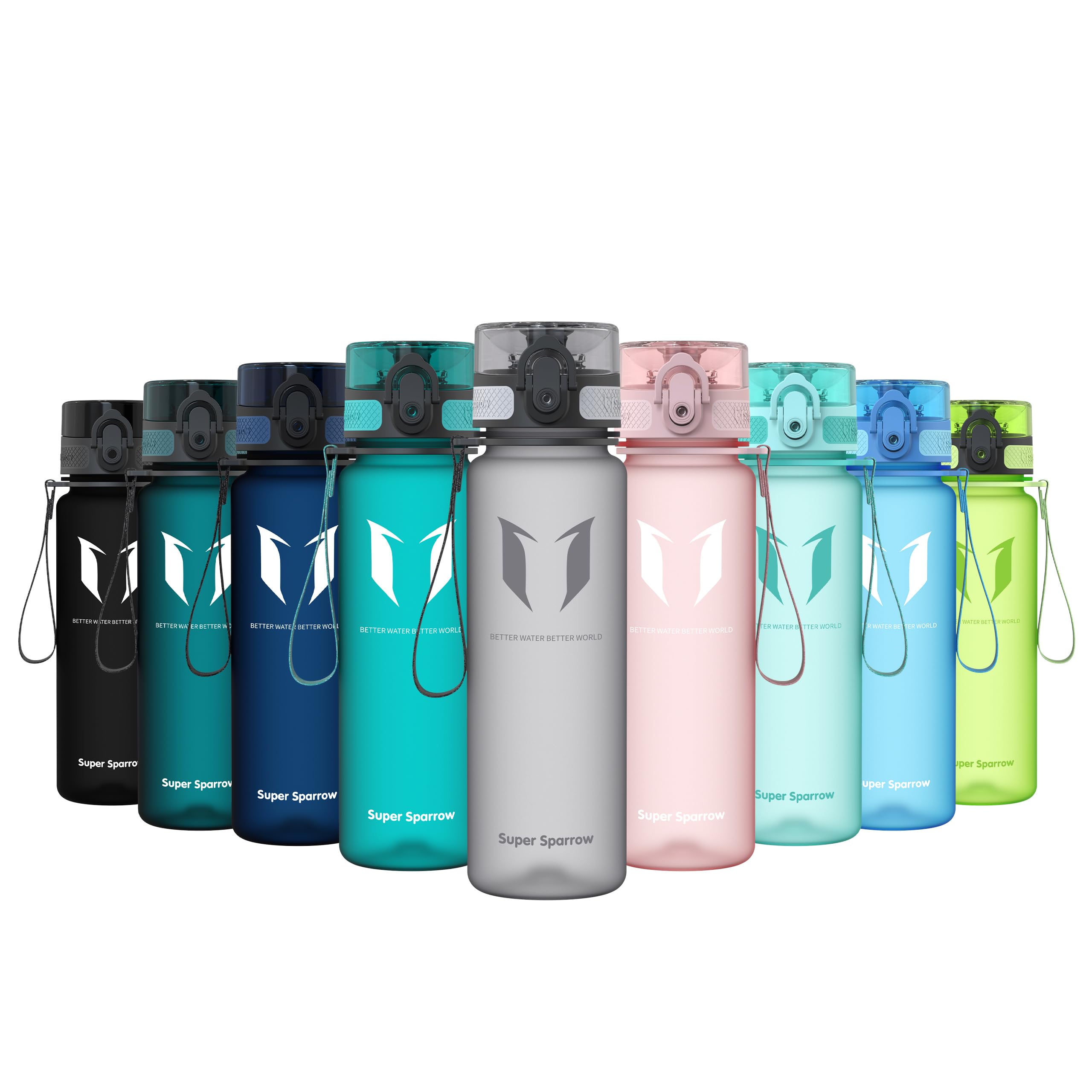 Super Sparrow Sports Water Bottle - 500ml - Non-Toxic BPA Free & Eco-Friendly Tritan Co-Polyester Plastic - For Running, Gym, Yoga, Outdoors and Camping
