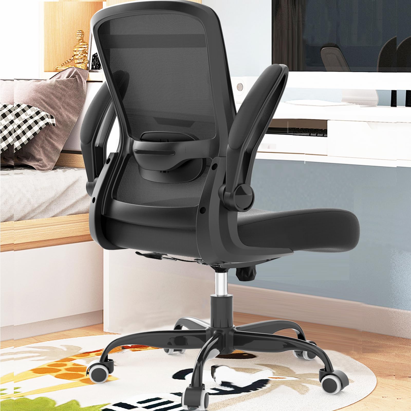 Photo 1 of (missing wheels) Mimoglad Office Chair, Ergonomic Desk Chair with Adjustable Lumbar Support, High Back Mesh Computer Chair with Flip-up Armrests-BIFMA Passed Task Chairs, Executive Chair for Home Office