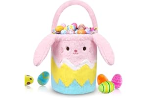 GEWUJATOP Easter Basket,Bunny Easter Baskets for Kids,Easter Bunny Basket with Handle for Boys and Girls,Rabbit Easter Baskets for Egg Hunting,Party,Easter Gift for Baby Toddler Kids