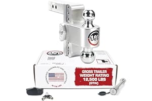 Weigh Safe Adjustable Trailer Hitch Ball Mount, 6" Adjustable Drop Hitch for 2" Receiver w/ 2 pc Keyed Alike Lock Set, Heavy Duty Aluminum Trailer Tow Hitch w/ Chrome Plated Tow Balls, 12,500 lbs GTW