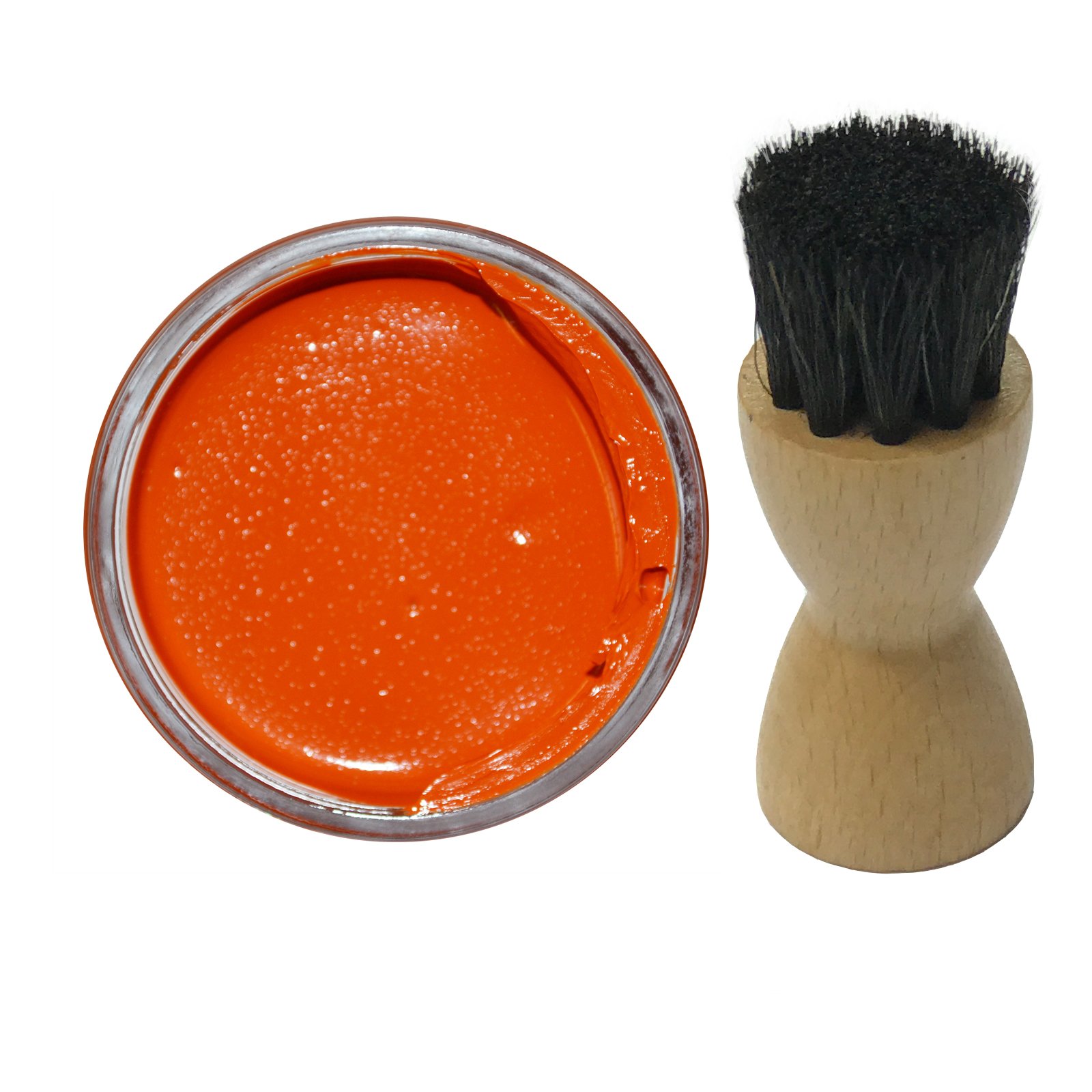 Famaco 50ml Orange Leather Deluxe Cream Polish for Boots and Shoes with Application Brush - Nourish and Protect Leather with this cream polish Kit for Boots and Shoes