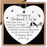 40th Anniversary Wedding Gifts Christmas Ceramic Ornament Keepsake Sign Heart Plaque 40 Years As Husband & Wife 40th Anniversary Decorations Gifts for Couples