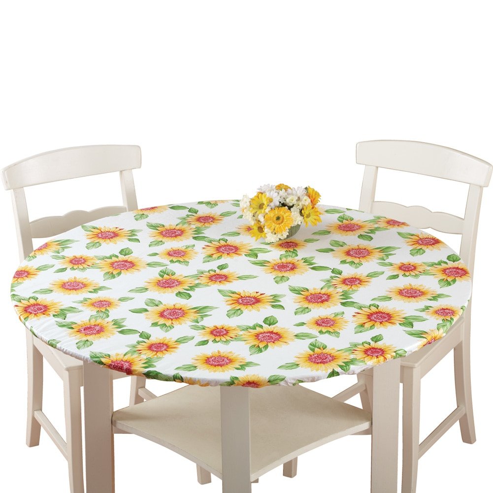 Fitted Elastic Table Cover, Sunflower, Round
