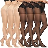 MANZI 6 Pairs 20D Women's Sheer Tights Ultra Thin High Waist Pantyhose Thigh Stockings