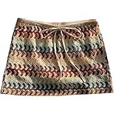 Milumia Women's Boho Crochet Knit Mini Skirt Summer Beach Vacation Short Cover Up Skirts