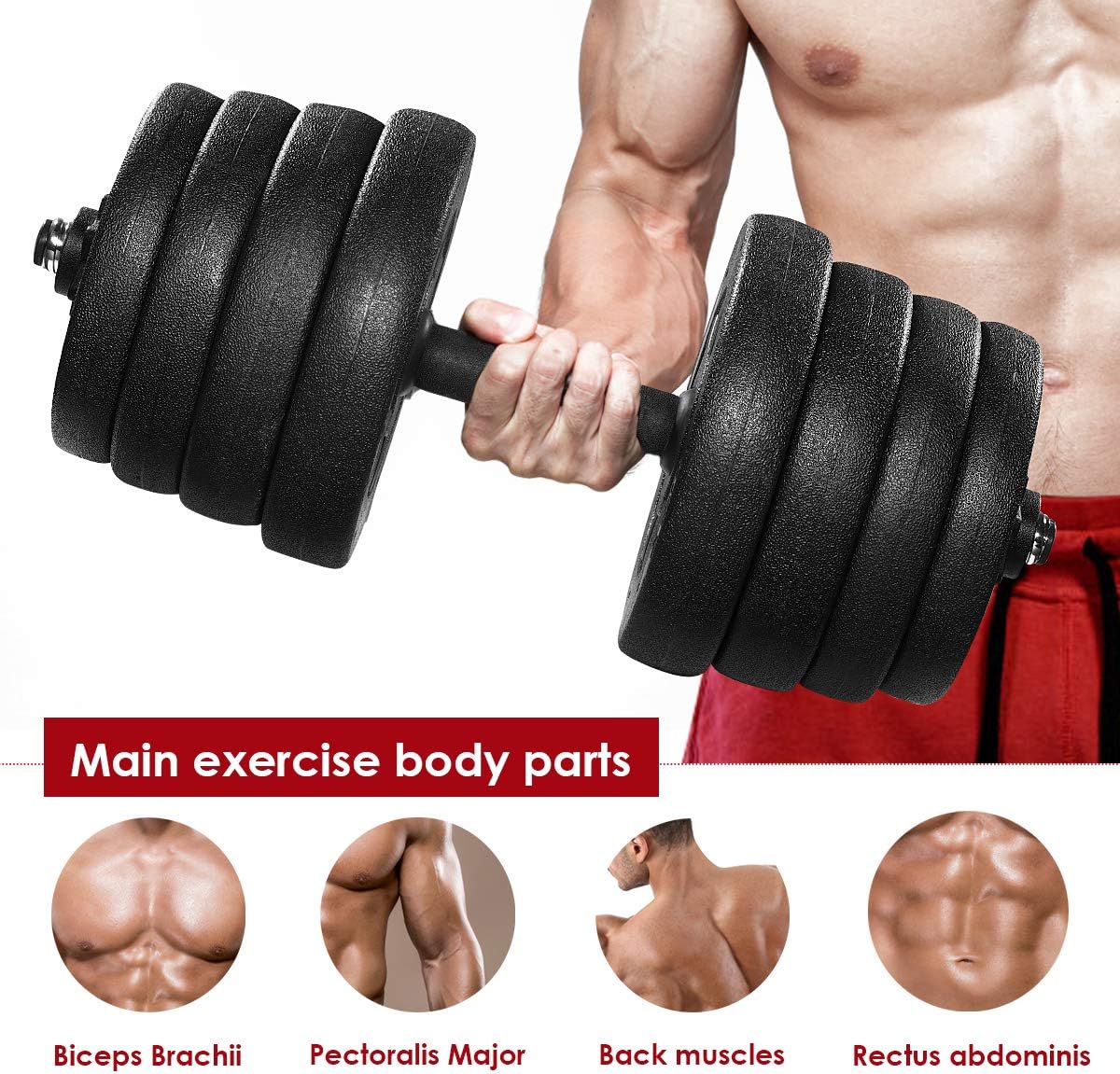 Adjustable Weights Dumbbells Set Strength Training Barbell Set 10 30 40