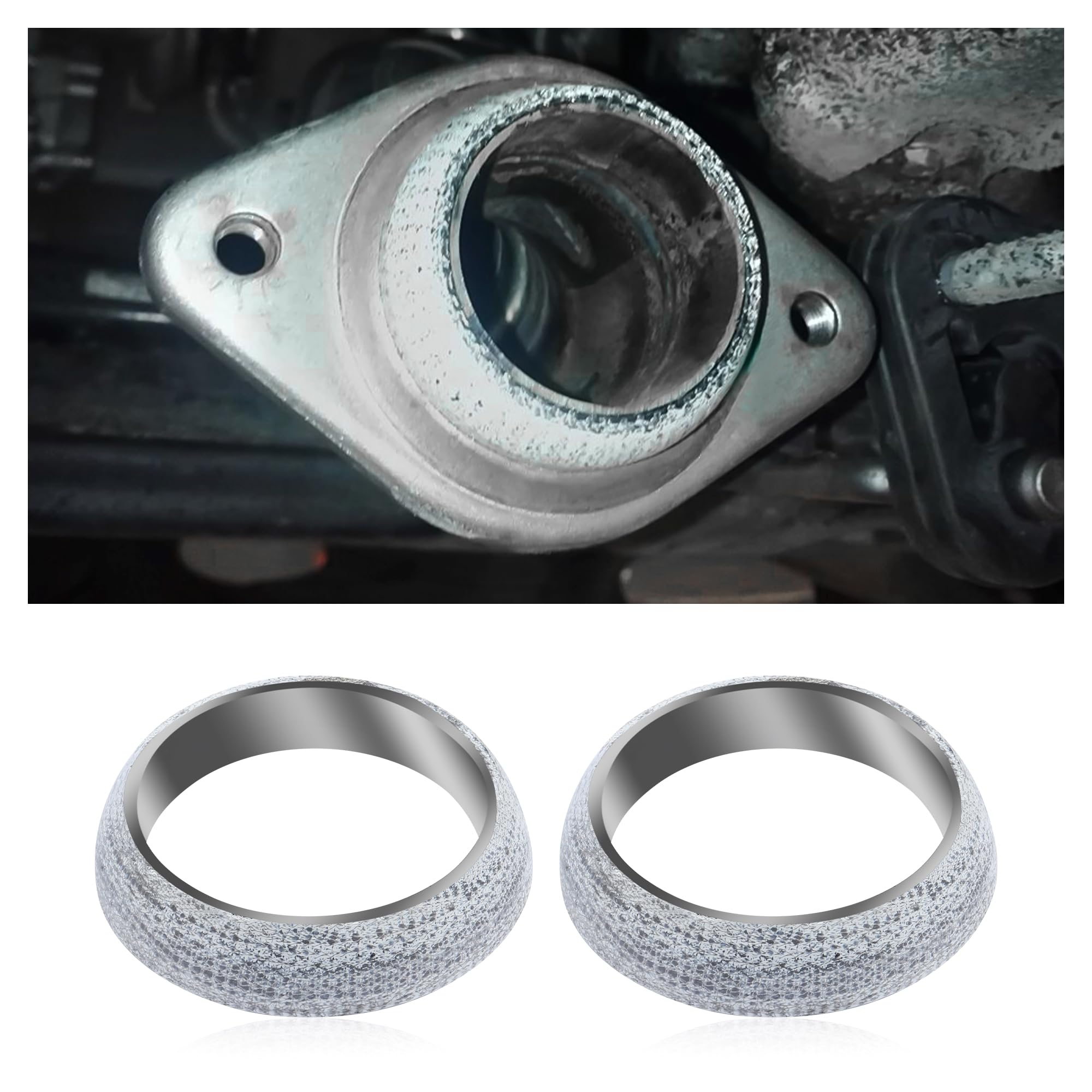 Photo 1 of 2PCS ID 54mm Car Exhaust Flange Gaskets,Sealed Exhaust Manifold Gasket for Manifold and Piping Connections,Universal Replacement Exhaust Donut Gasket for Noise Reduction (54mm)