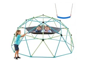 VEVOR Climbing Dome, 10FT Geometric Dome Climber with Swing & Hammock, 1000LBS Loading Kid's Jungle Gym Playground, Easy-Assembly Outdoor Backyard Climbing Equipment for Boys Girls 3 to 10 Years Old