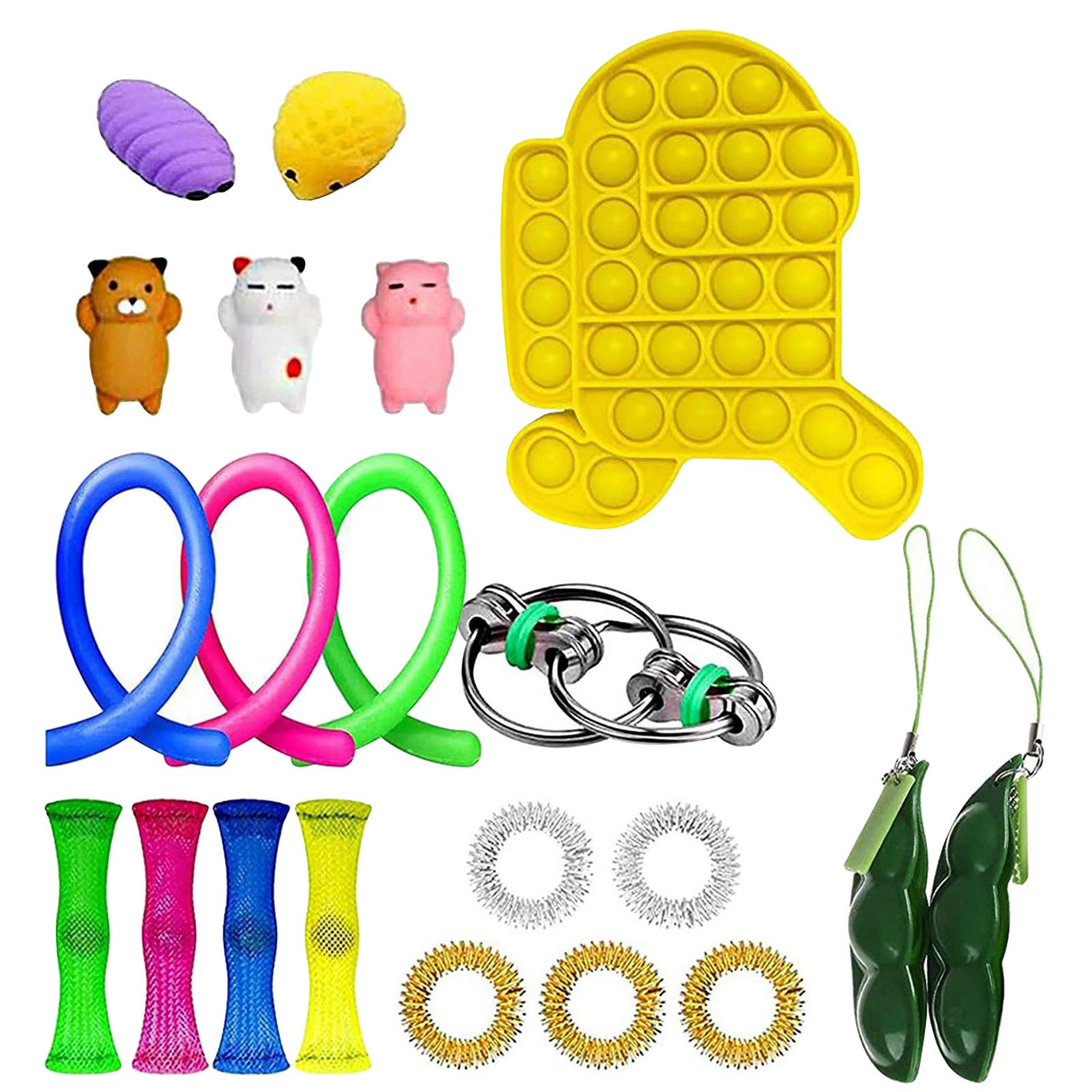 Fidget Toys Pack, Cheap Sensory Fidget Toys Packs with Simple Dimple, Fidget Toy Set, Stress Relief and Anti-Anxiety Tools, Fidget Box with Simple Dimple and Pop-Its Toy Kill Time (F)